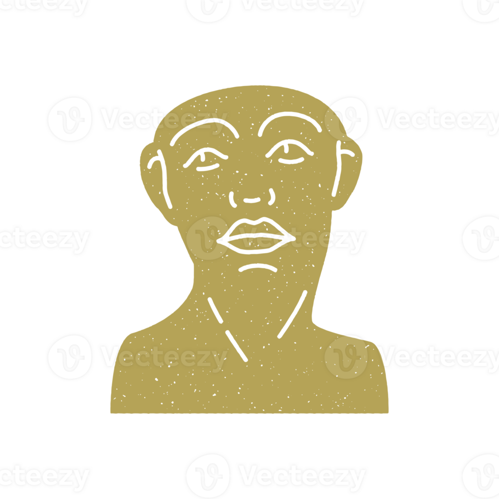Minimalist antique hand drawn human face mask bust golden decorative grunge texture design png