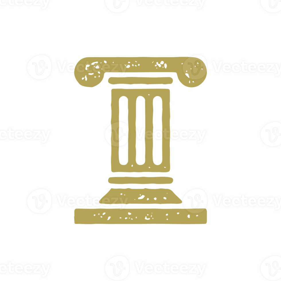 Antique ornamental pillar Greece culture decorative design grunge texture illustration png