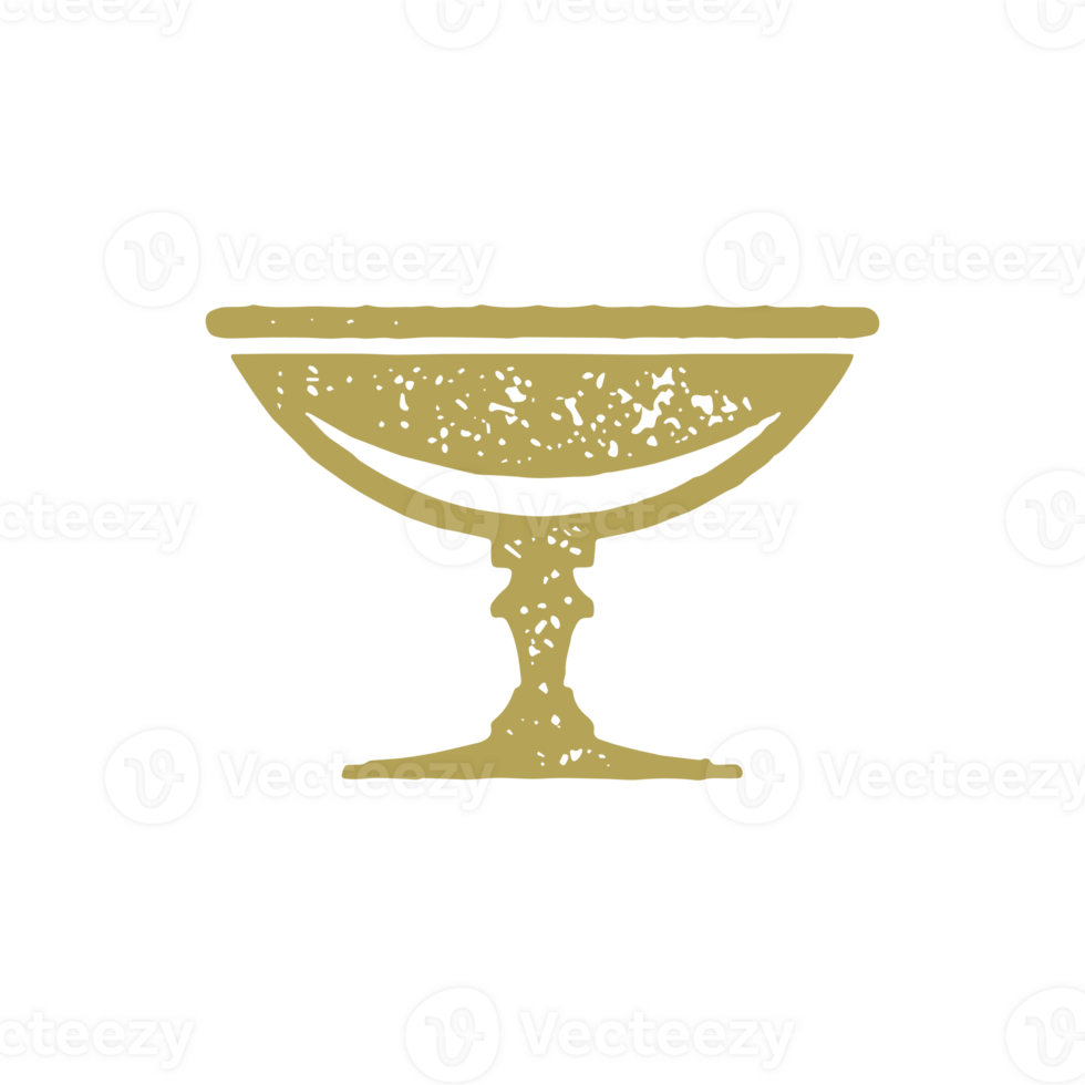 Golden antique goblet vessel decorative grunge texture design illustration png