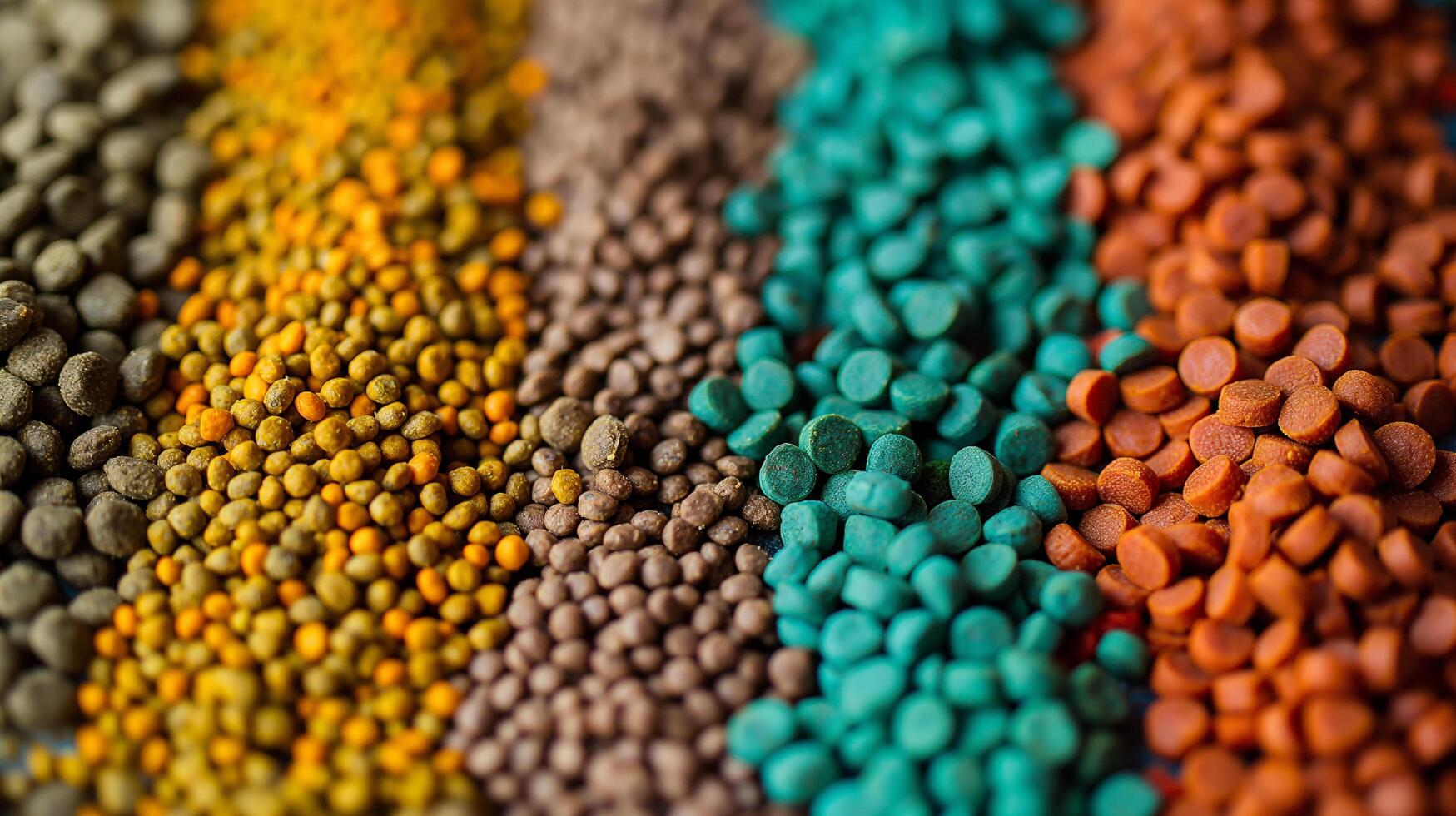 Various colored grains in close-up photo