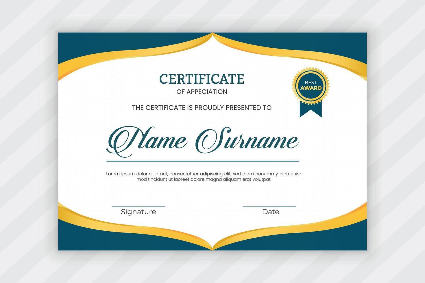 certificate of appreciation design template vector
