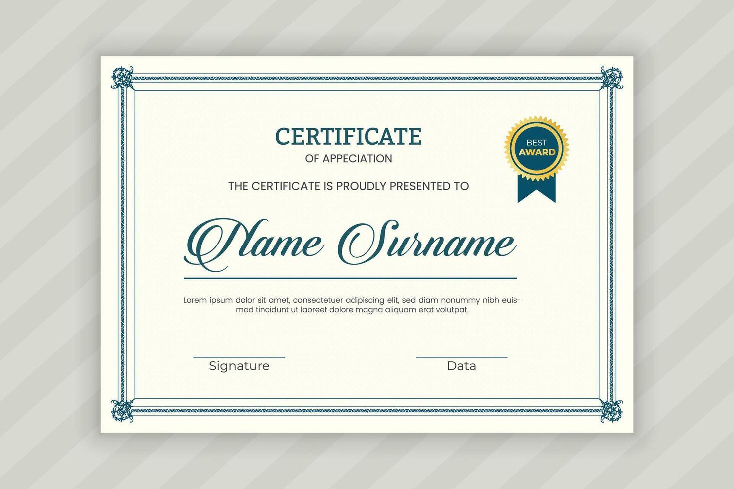 certificate of appreciation design template vector