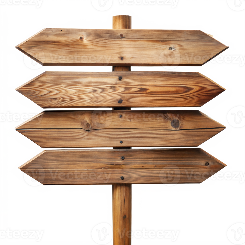 Wooden Directional Signpost Isolated on Transparent Background png