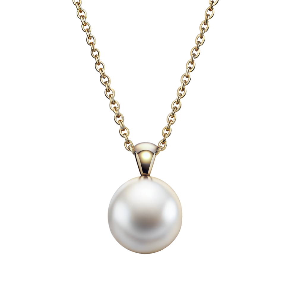 Elegant Gold Necklace With White Pearl Pendant png