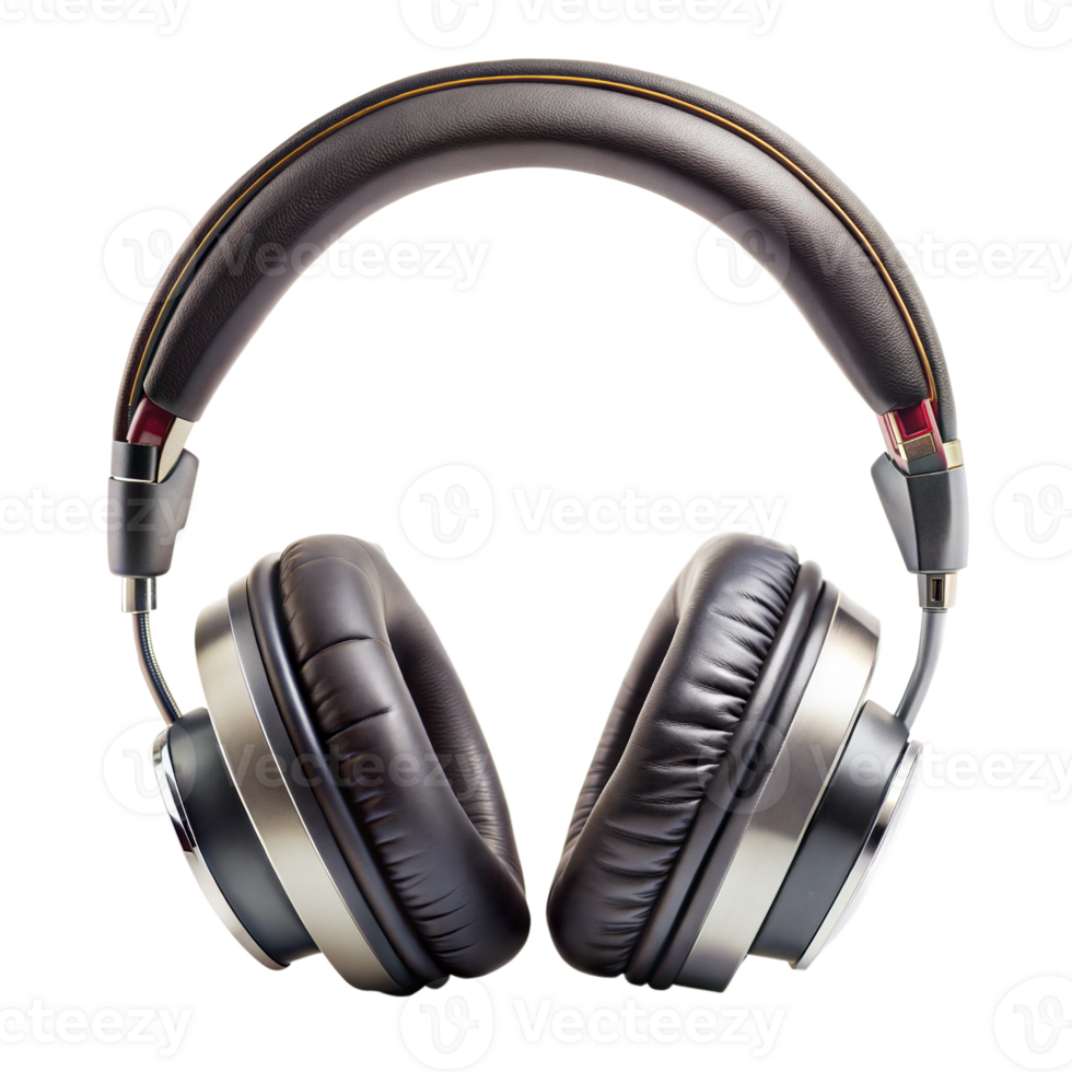 High Quality Leather Over Ear Headphones Isolated on Transparent Background png