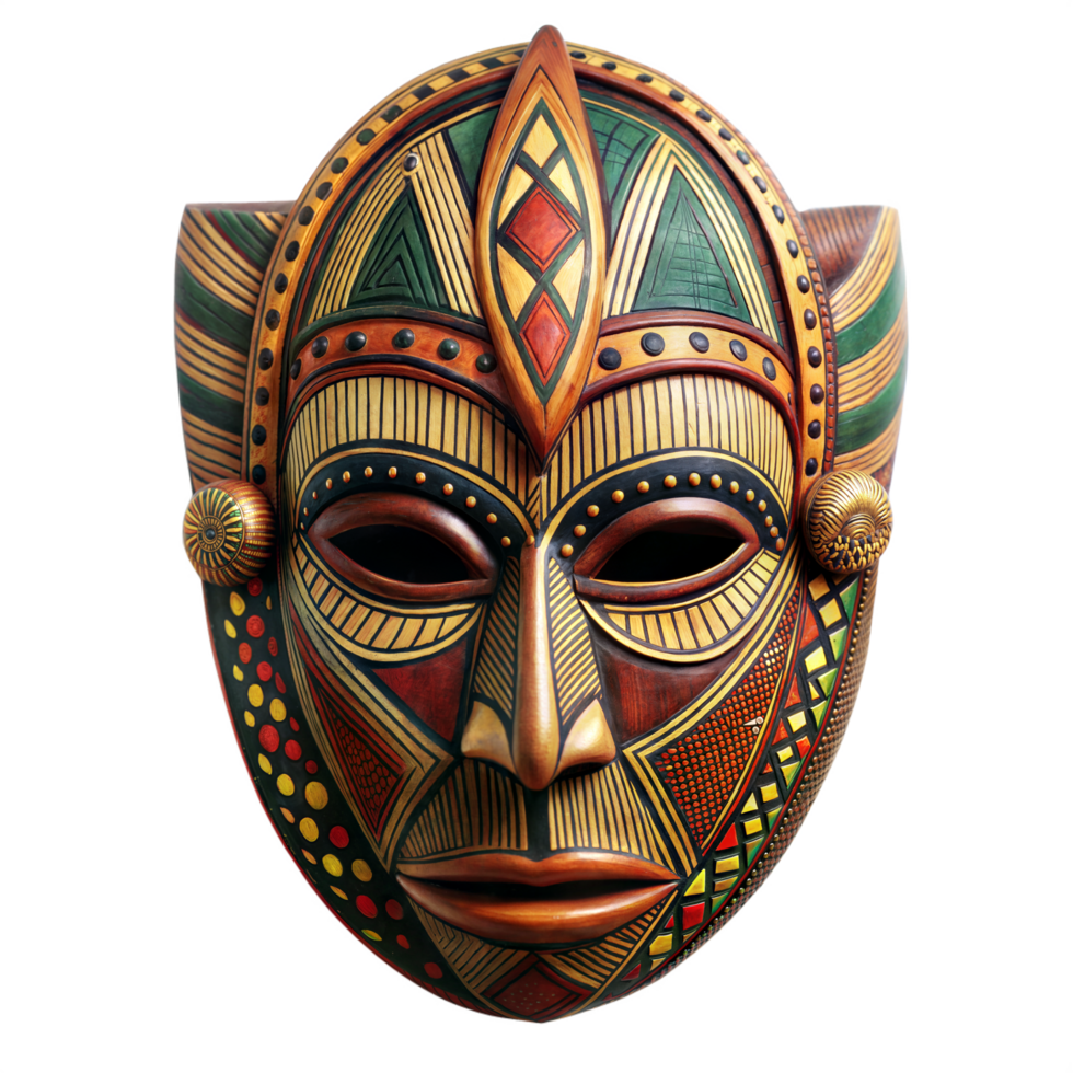 Colorful Traditional African Mask With Intricate Patterns png