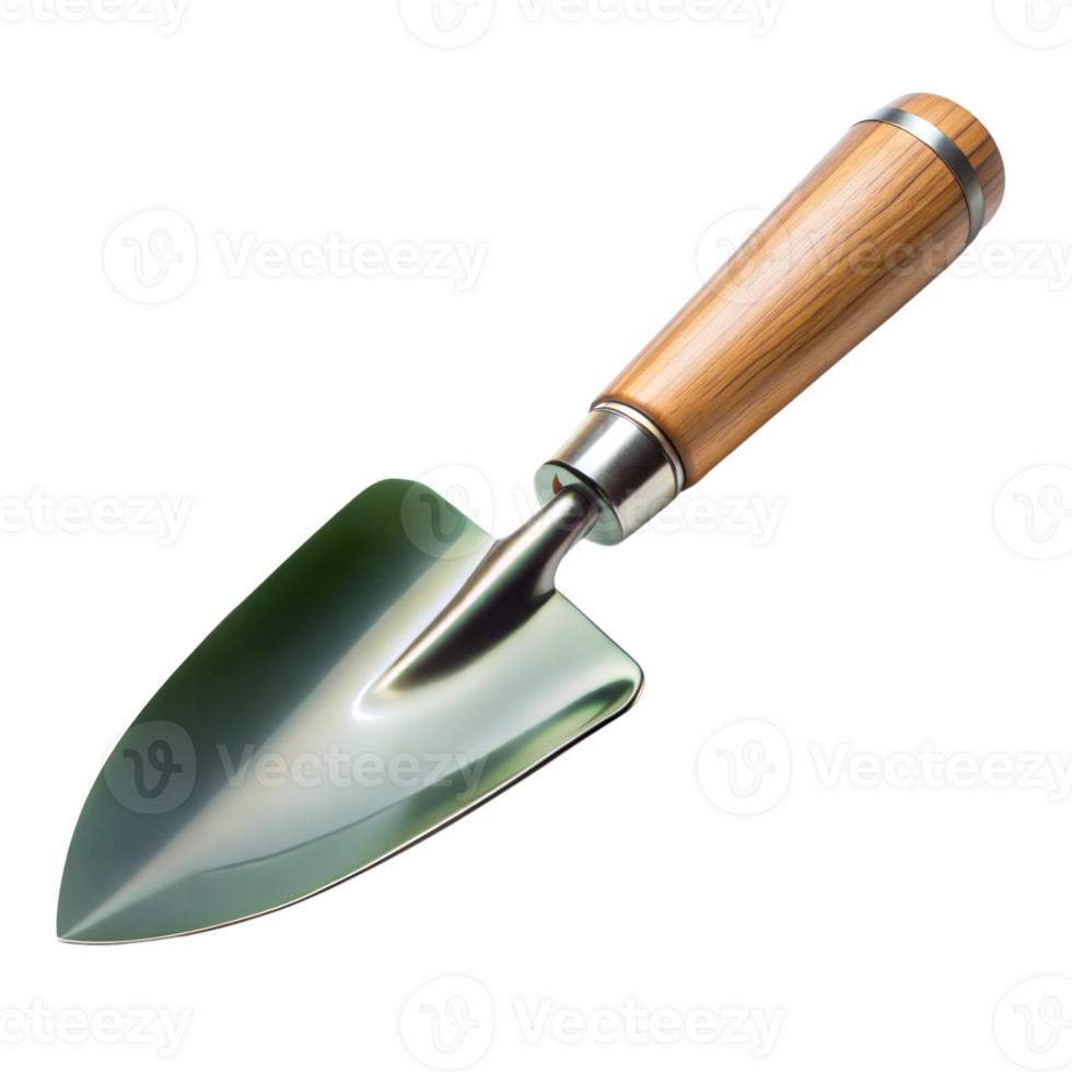 High-Quality Garden Trowel with Wooden Handle Isolated on Transparent png