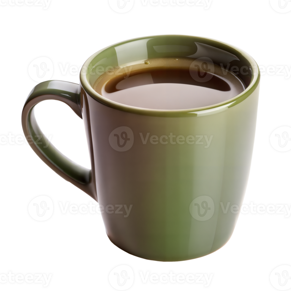 Green Mug with Coffee on Transparent Background png