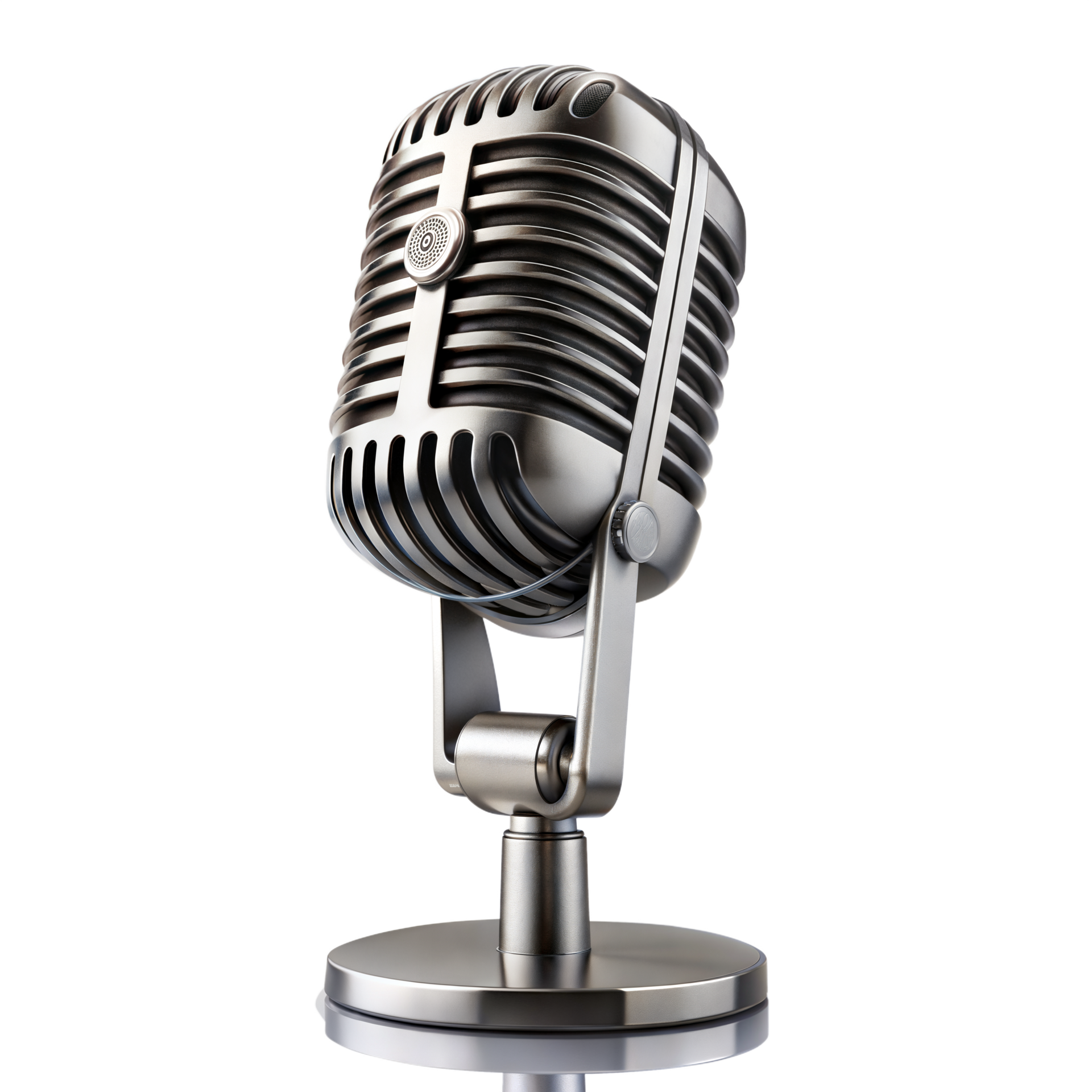 Vintage Metallic Microphone on Stand Isolated 48096401 PNG