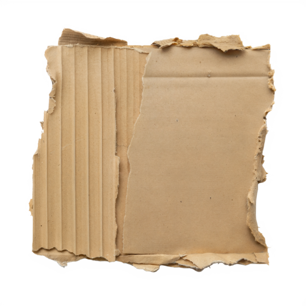 Torn Cardboard Isolated on Transparent Background with Rough Edges png
