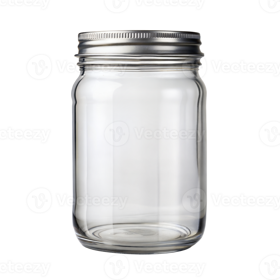 Empty Glass Mason Jar With Metal Lid Isolated on Transparent Background png