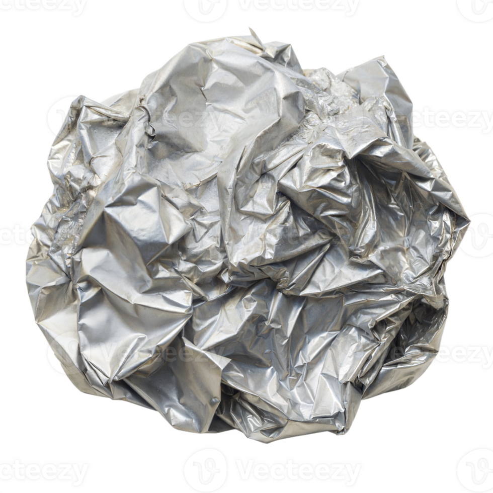 Crumpled Aluminum Foil Ball on a Transparent Background png