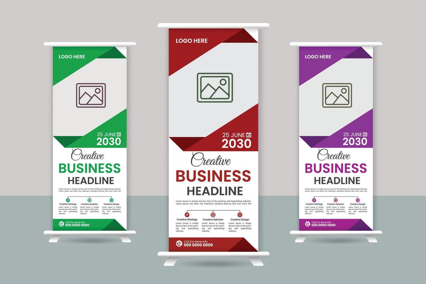Business Roll up banner vertical template design, vector