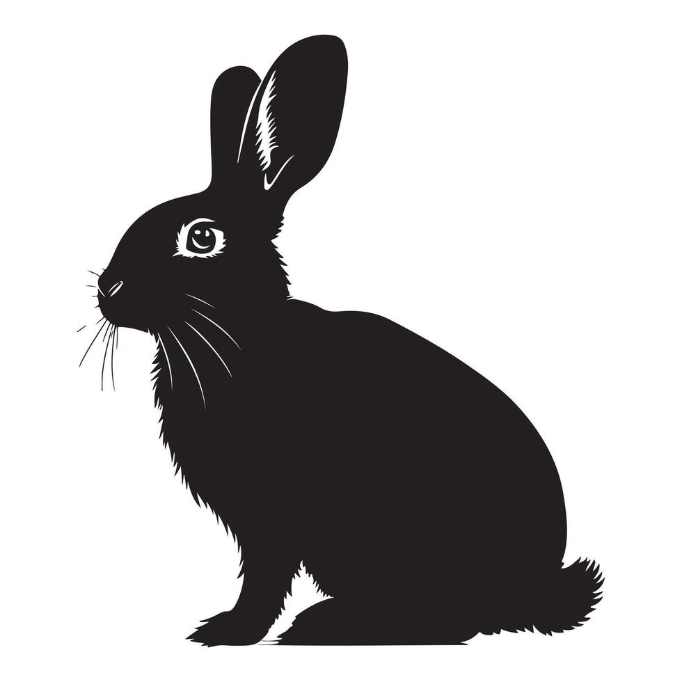 Sketch Realistic Rabbit Silhouette Illustration. Furry Easter Bunny Silhouette vector