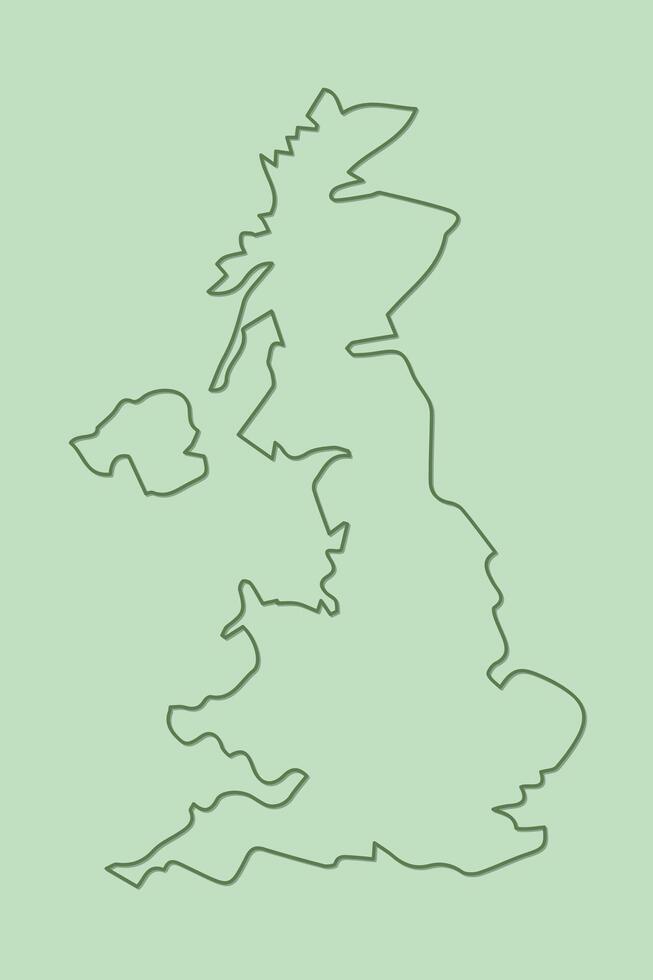 Green United Kingdom or UK map without divisions with borders on light background illustration vector