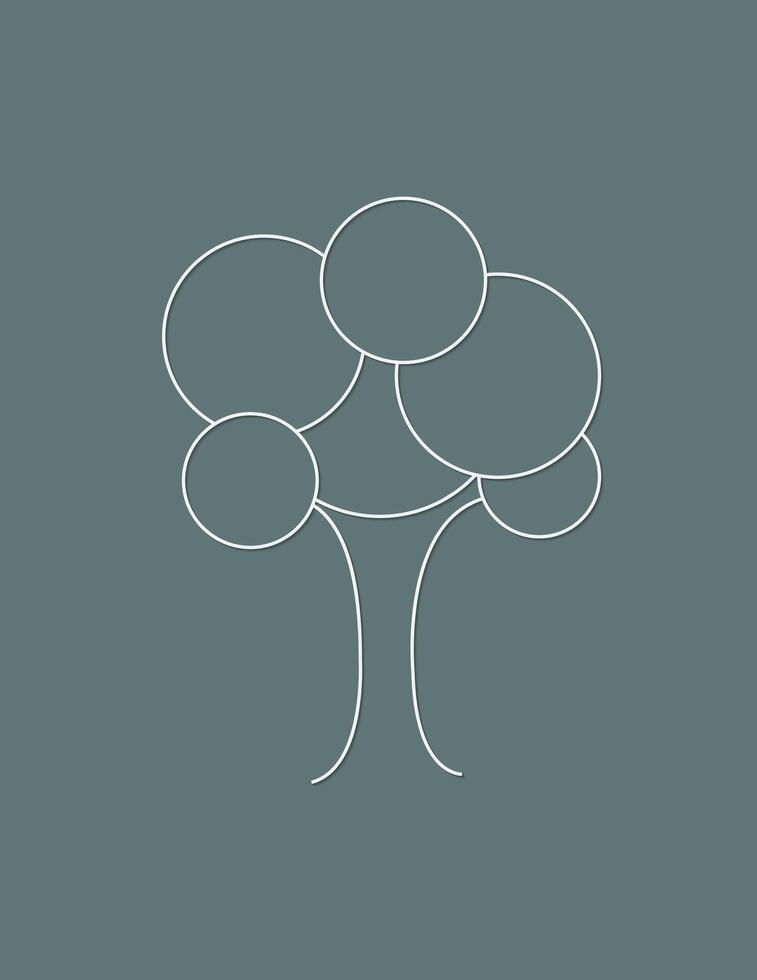A white tree logo with circles on dark background illustration vector