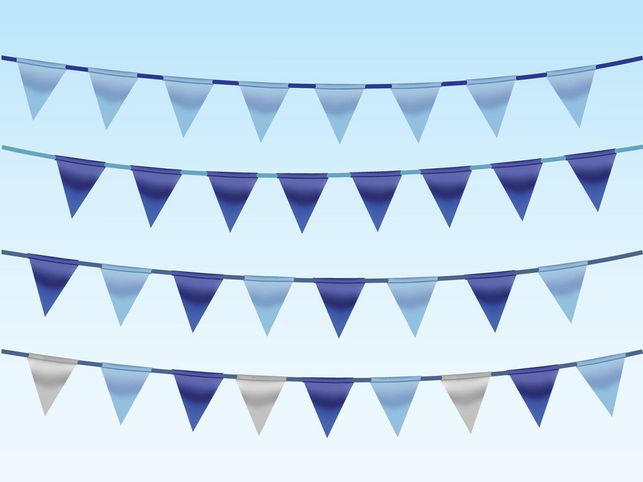 A set of blue ribbons on rope in blue background for designing house and office vector