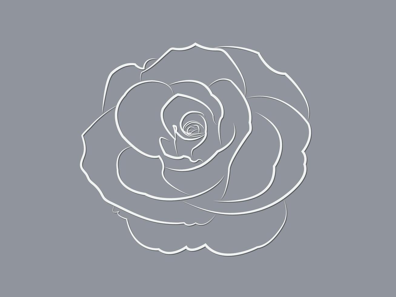 A cool white rose flower design blooming so beautiful with lines on dark background illustration vector