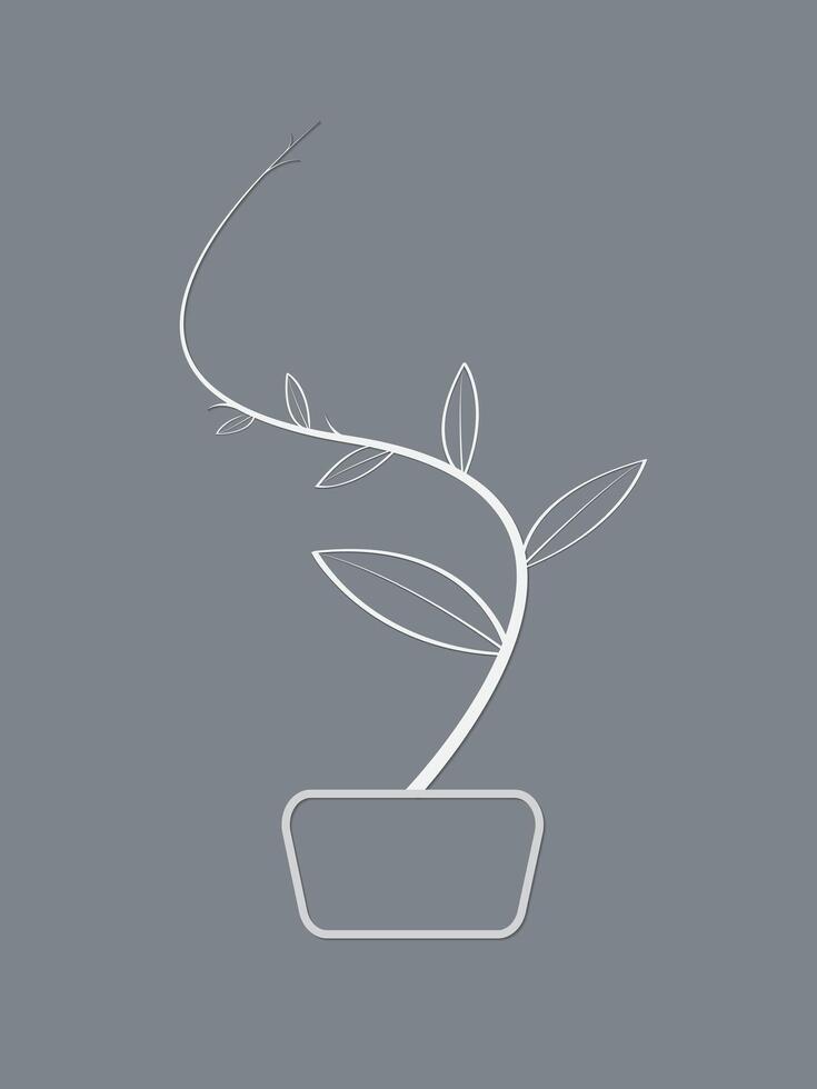 A small white plant growing on a flowerpot stand on dark background illustration vector