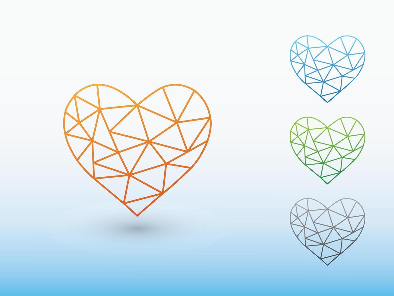 A set of colorful geometric heart shapes of making love with shadow on light background illustration vector