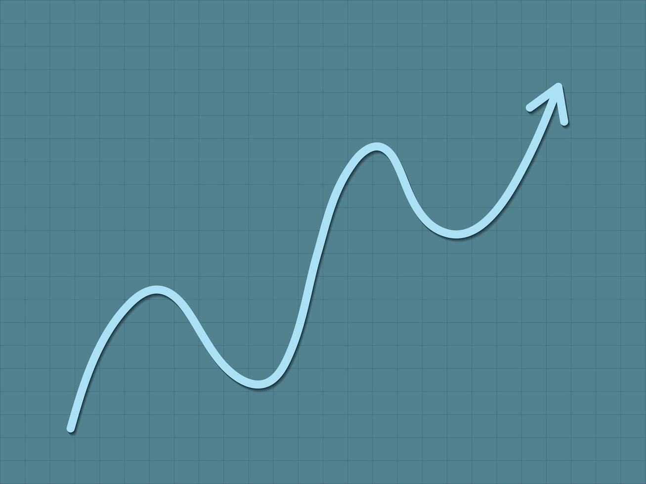 A cool and simple blue up trend growth for success chart for business and financial progress with smooth line illustration vector