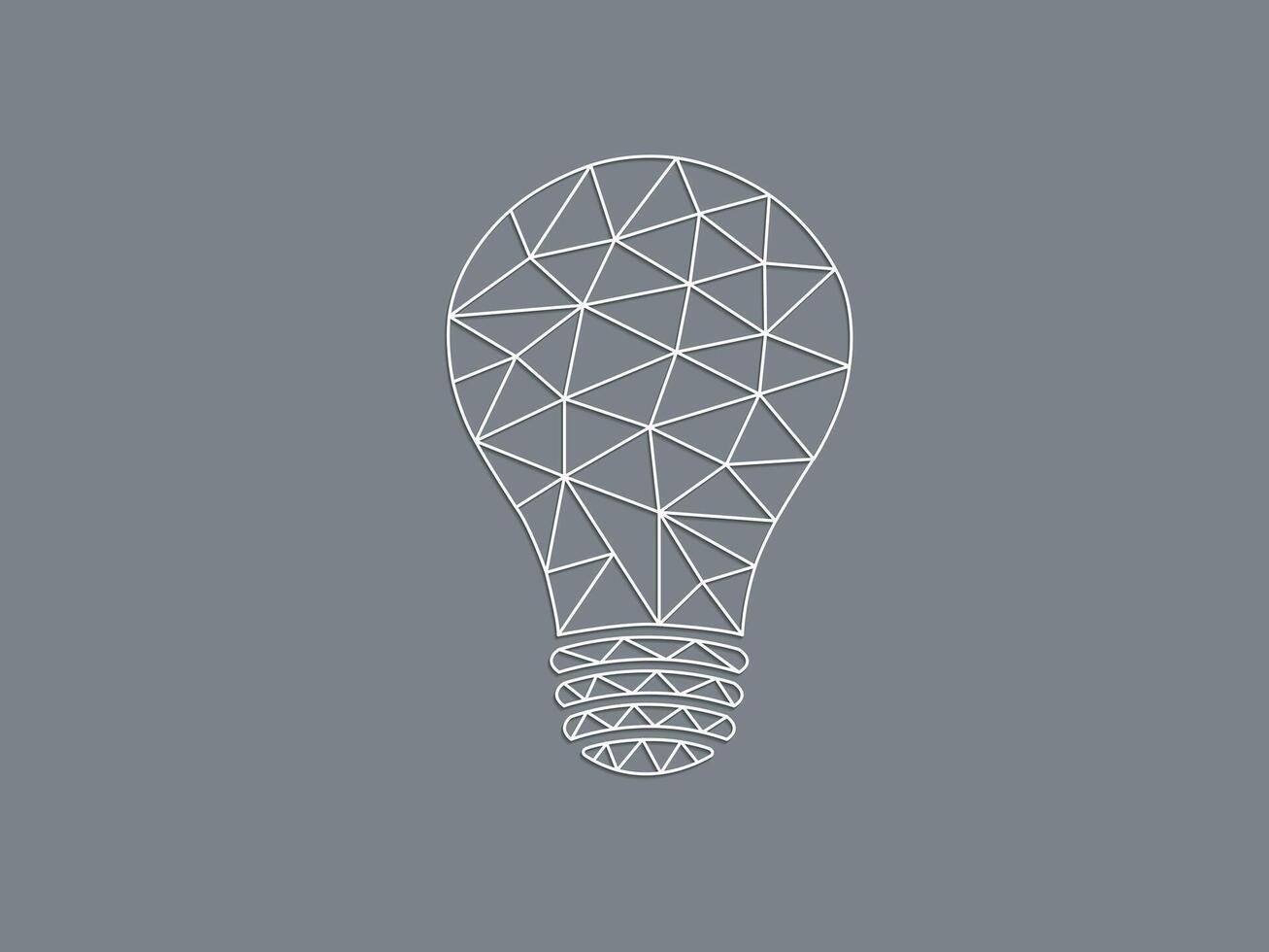 A white geometric idea bulb light on dark background for creativity illustration vector