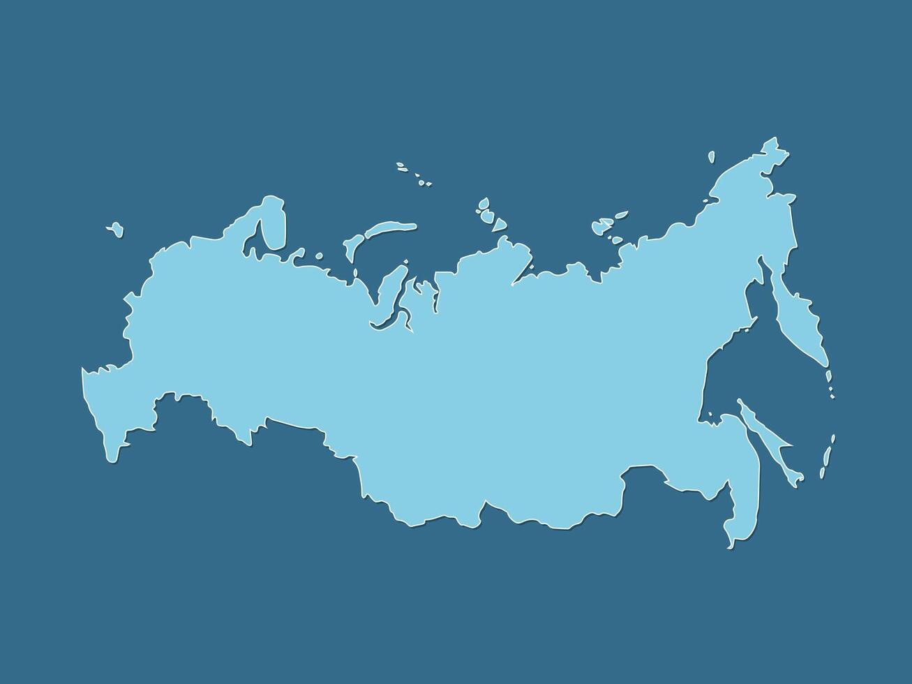 Blue cool and simple whole and complete Russia map with outlines on dark background illustration vector
