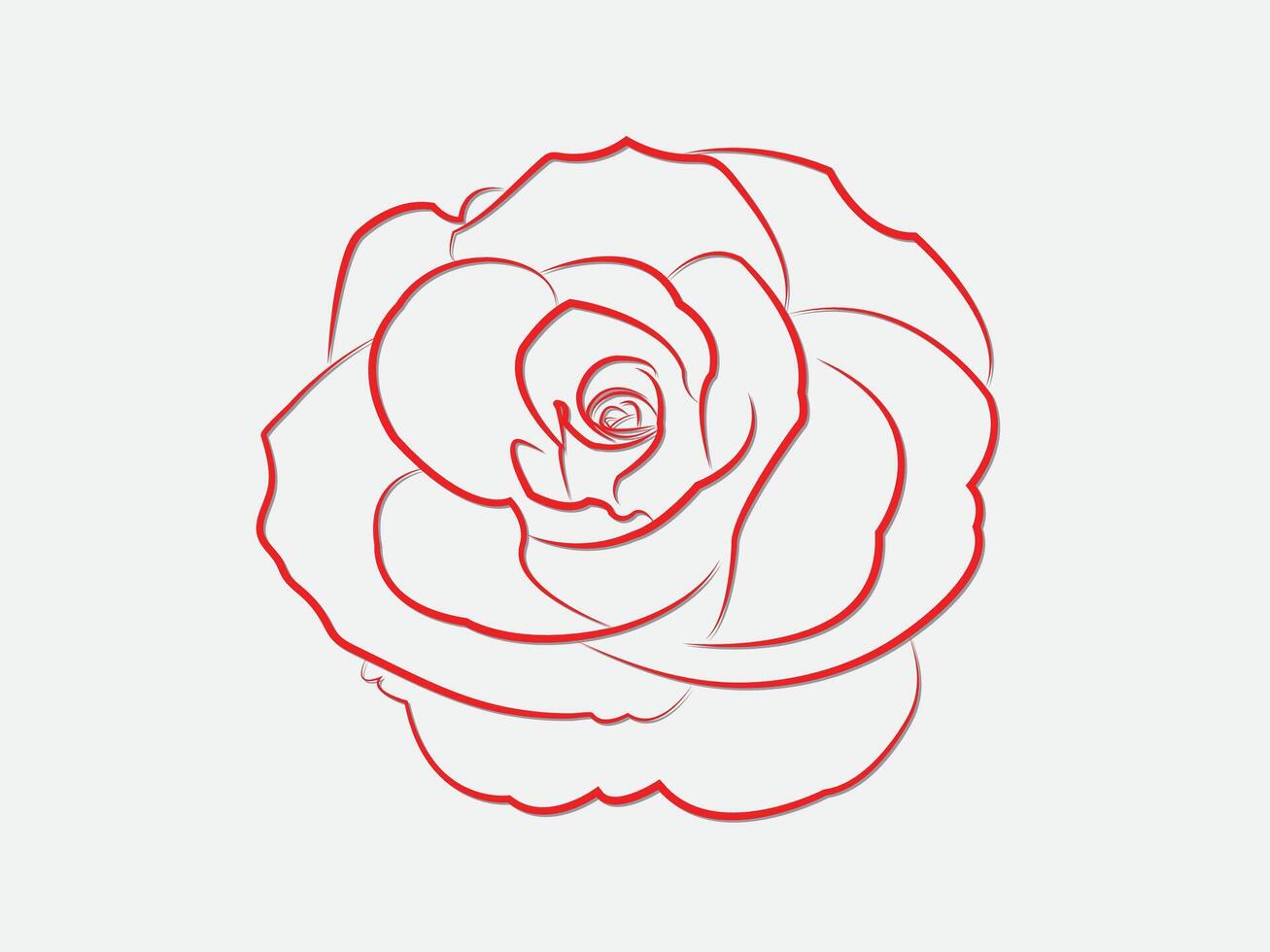 A cool red rose flower design blooming so beautiful with lines on light background illustration vector