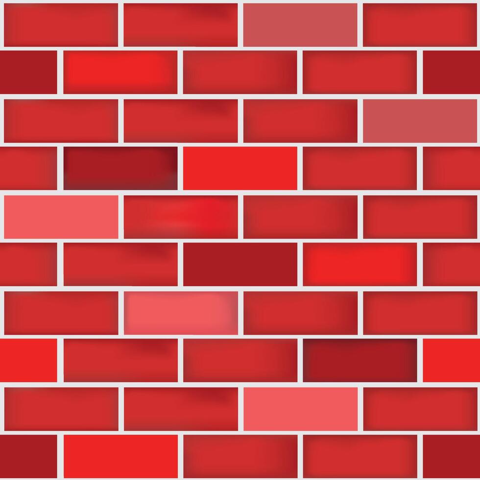 A seamless different red color bricks wall pattern background illustration vector