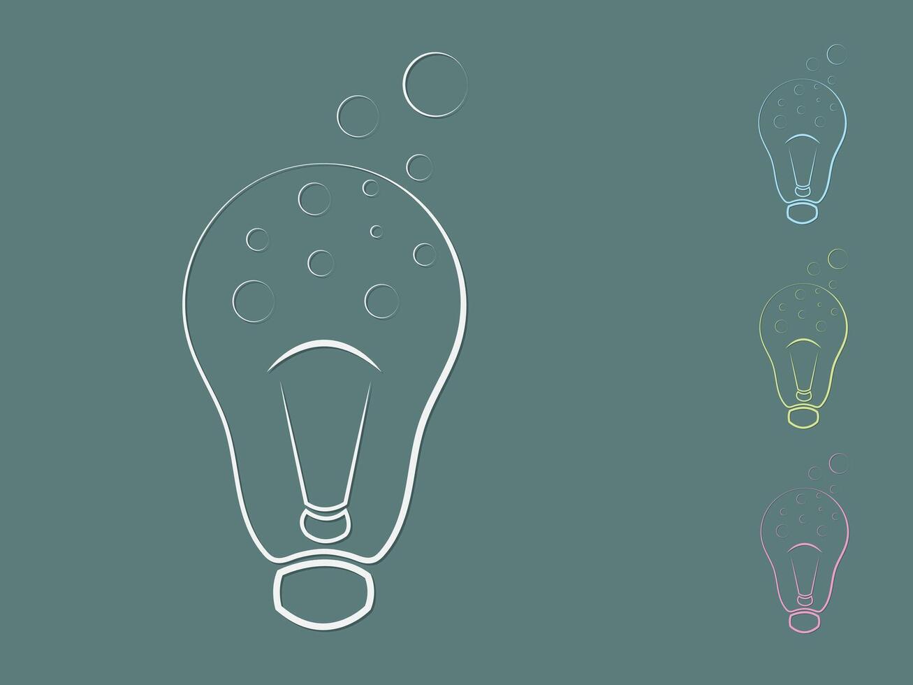 A set of Idea bulb lights with spreading bubbles on dark background illustration vector