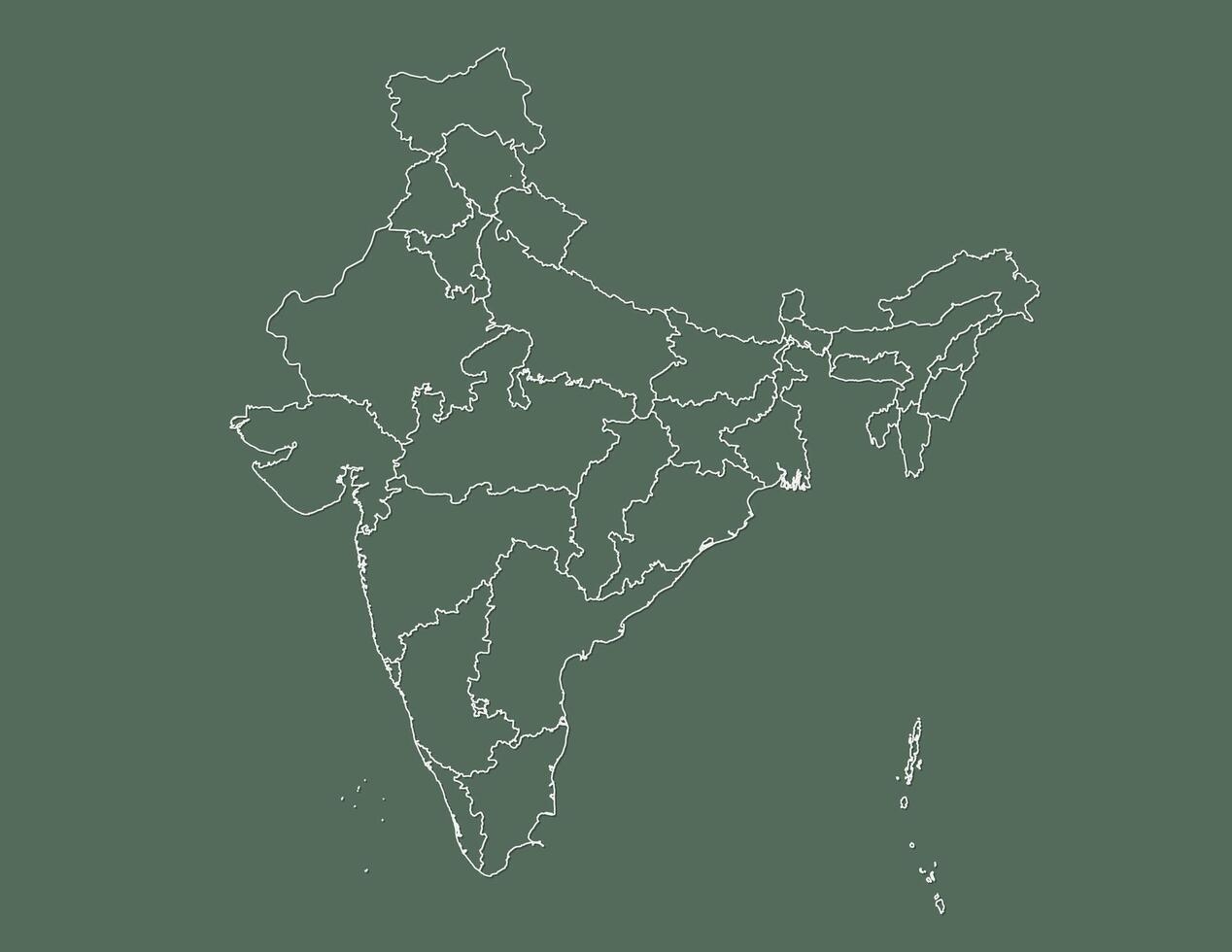 India map with white lines with province borders illustration vector
