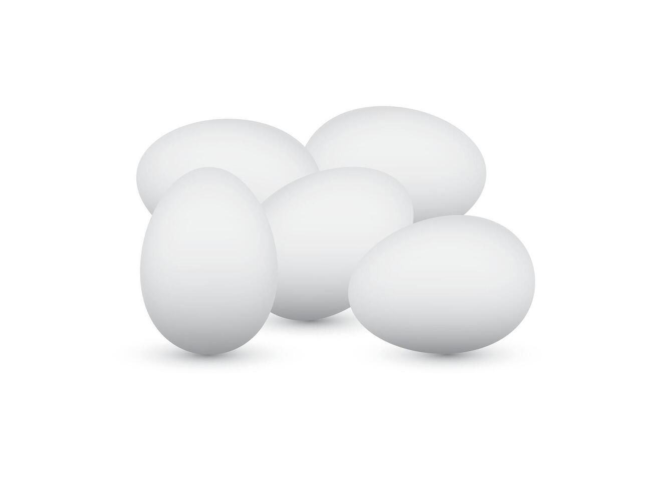 A group of white natural and fresh bird eggs on light background illustration vector