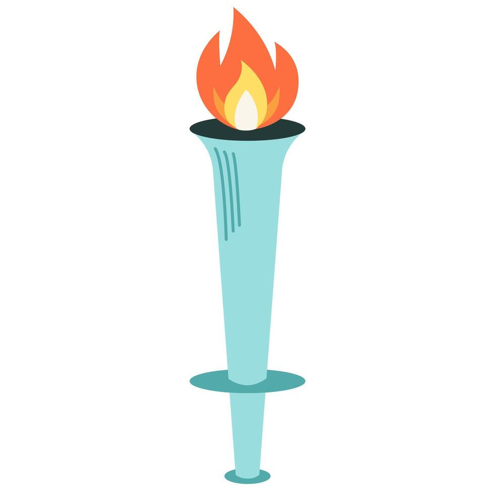 Torch with fire flat icon vector