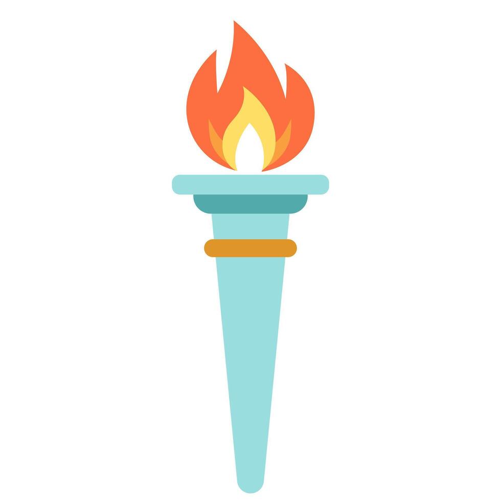 Torch with fire flat icon vector