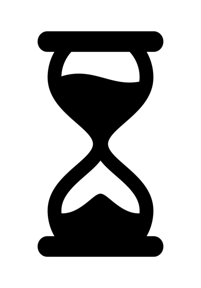 hourglass silhouette symbol icon shape, black and white illustration of sandglass isolated on white background vector