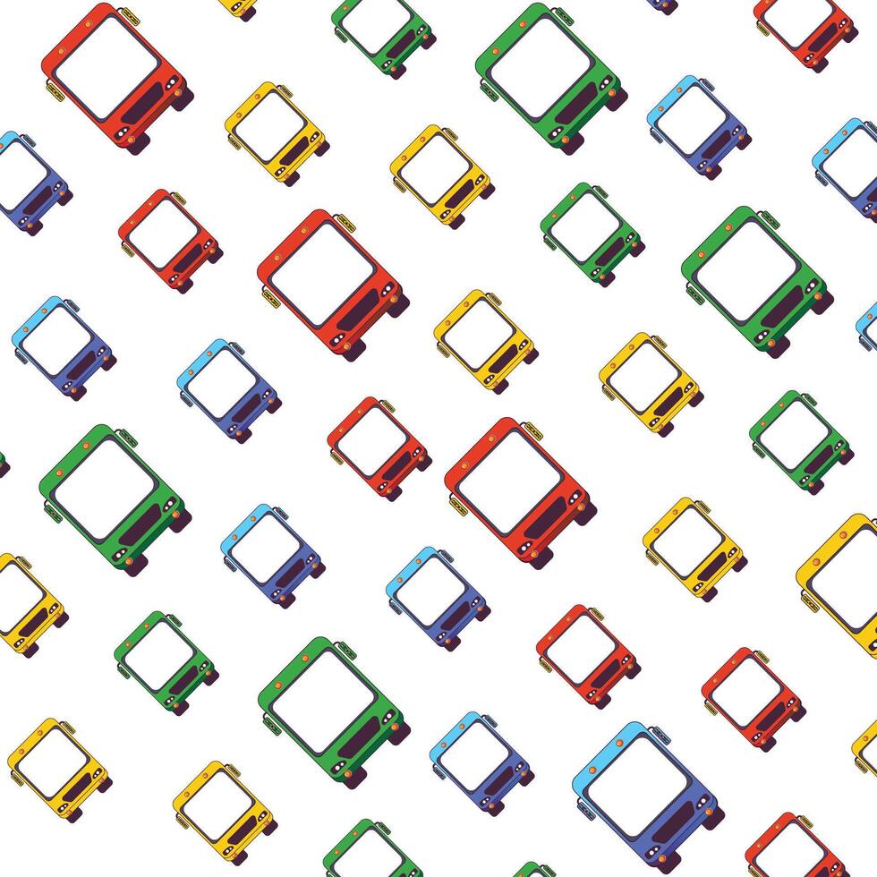 Retro Asian bus. Seamless pattern. white background vector