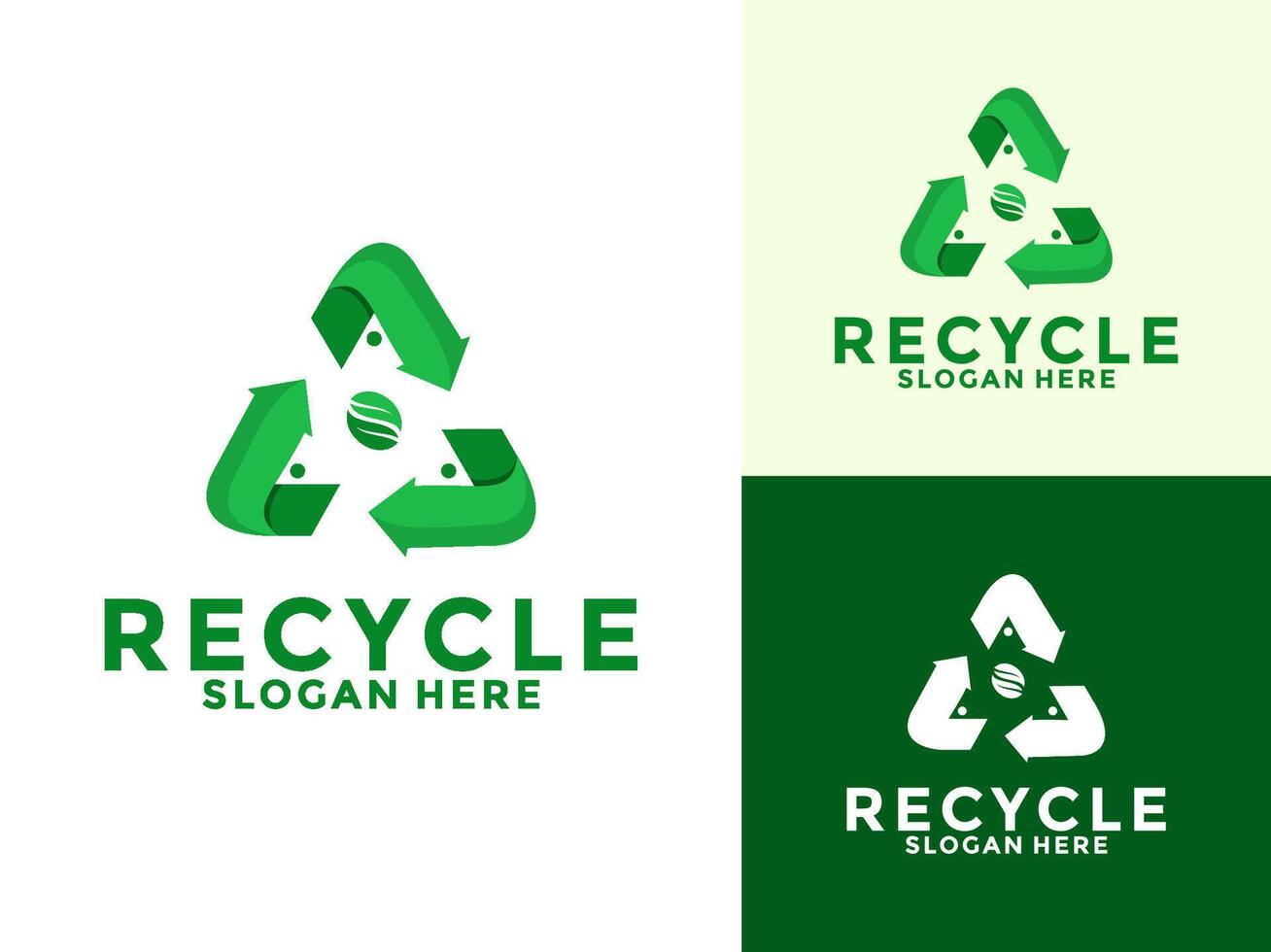 Triangle recycle ecology with leaf logo, eco and save planet logo template vector