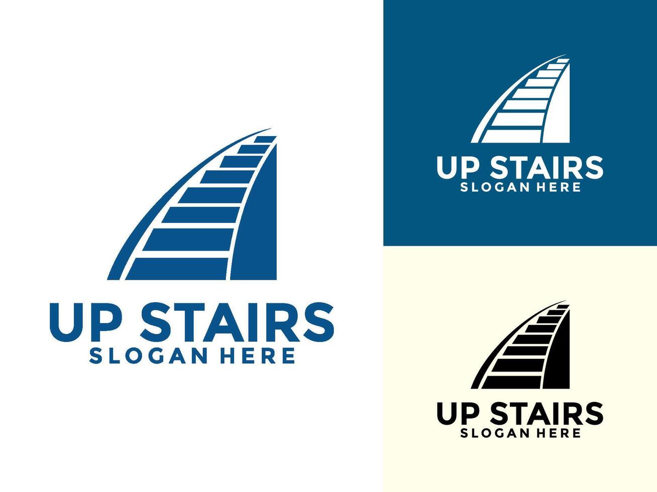 Stair Steps Silhouette logo, Staircase Architecture Interior Building logo design template vector