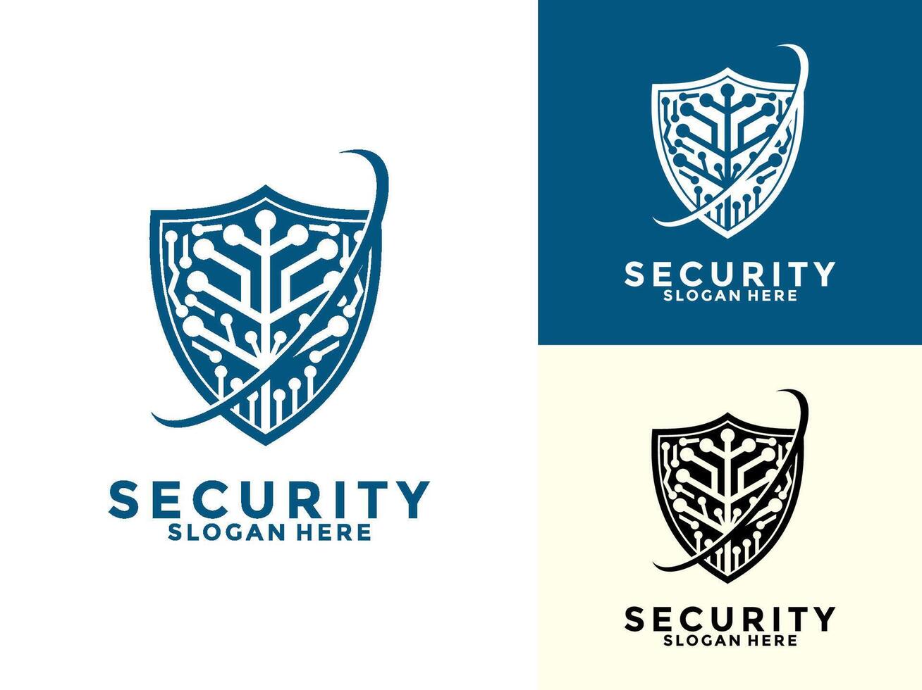 Tech Secure and Protection Logo Template, Tech Cyber Security Shield logo design with modern concept vector