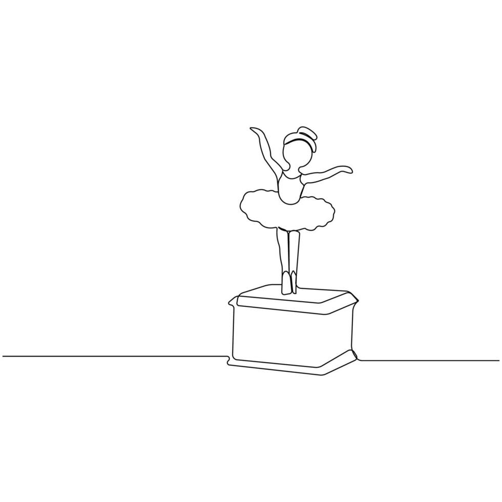 Simple hand-drawn dancing toy continuous line art drawing. vector