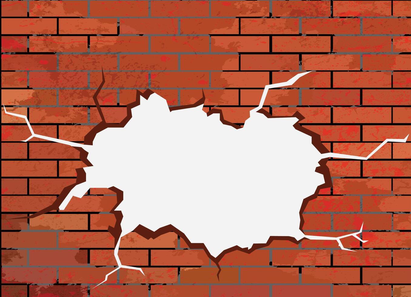 a red brick wall with a hole texture on white background. vector