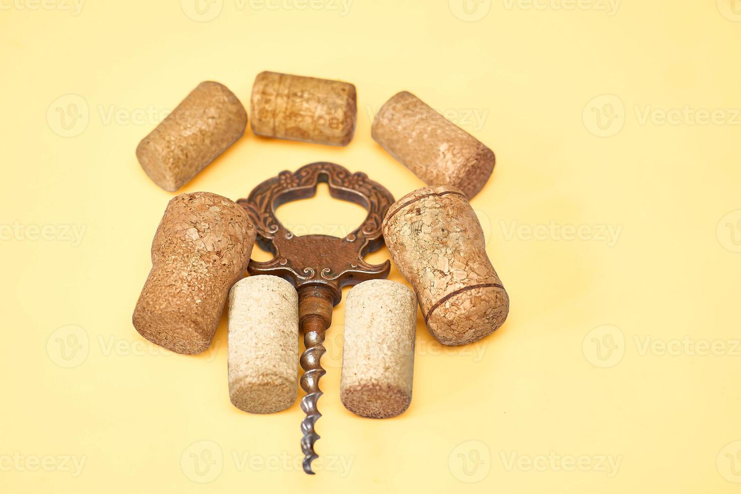 Corkscrew,wine stopper. Good old brandy, cognac,wine photo