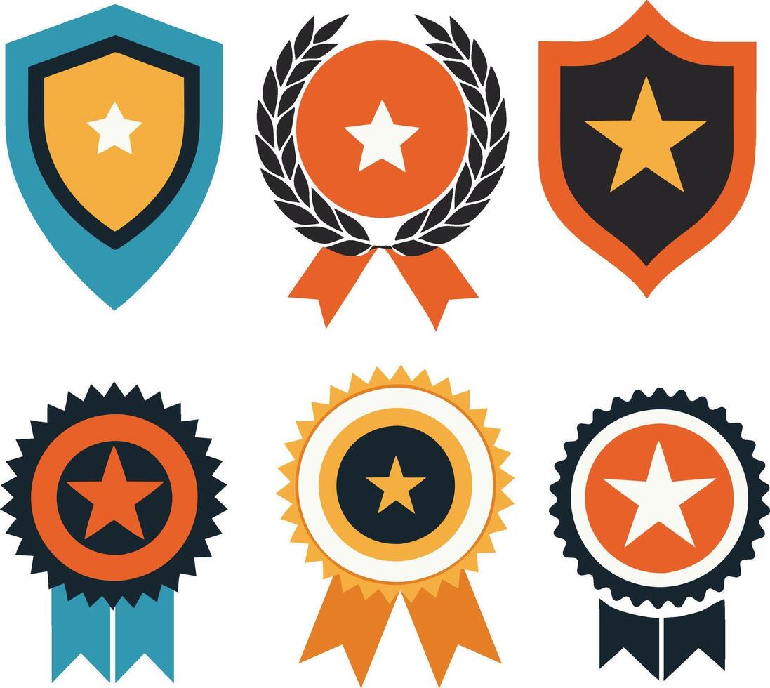 Award Badge Flat Color Design vector