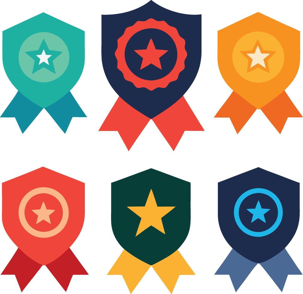 Award Badge Flat Color Design vector