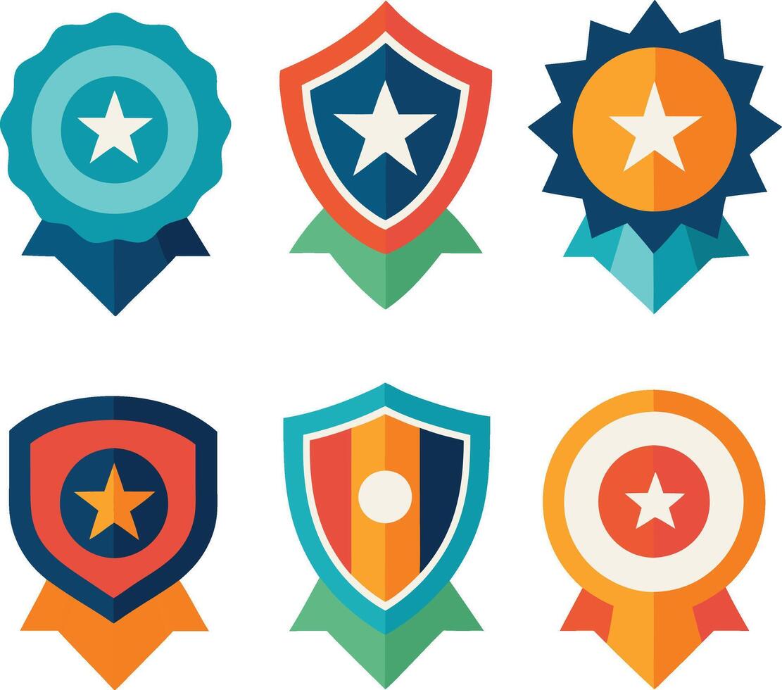 Award Badge Flat Color Design vector