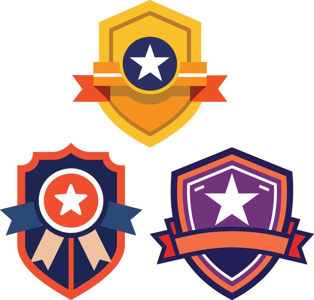 Award Badge Flat Color Design vector
