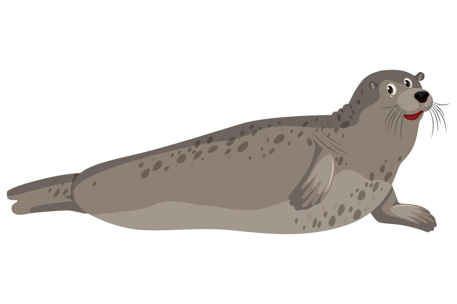 Cute seal, adorable sea calf, dog lying down relaxing. Cute northern water animal. Enjoy the charming baby characters. Children's zoo flat illustration isolated on white background vector