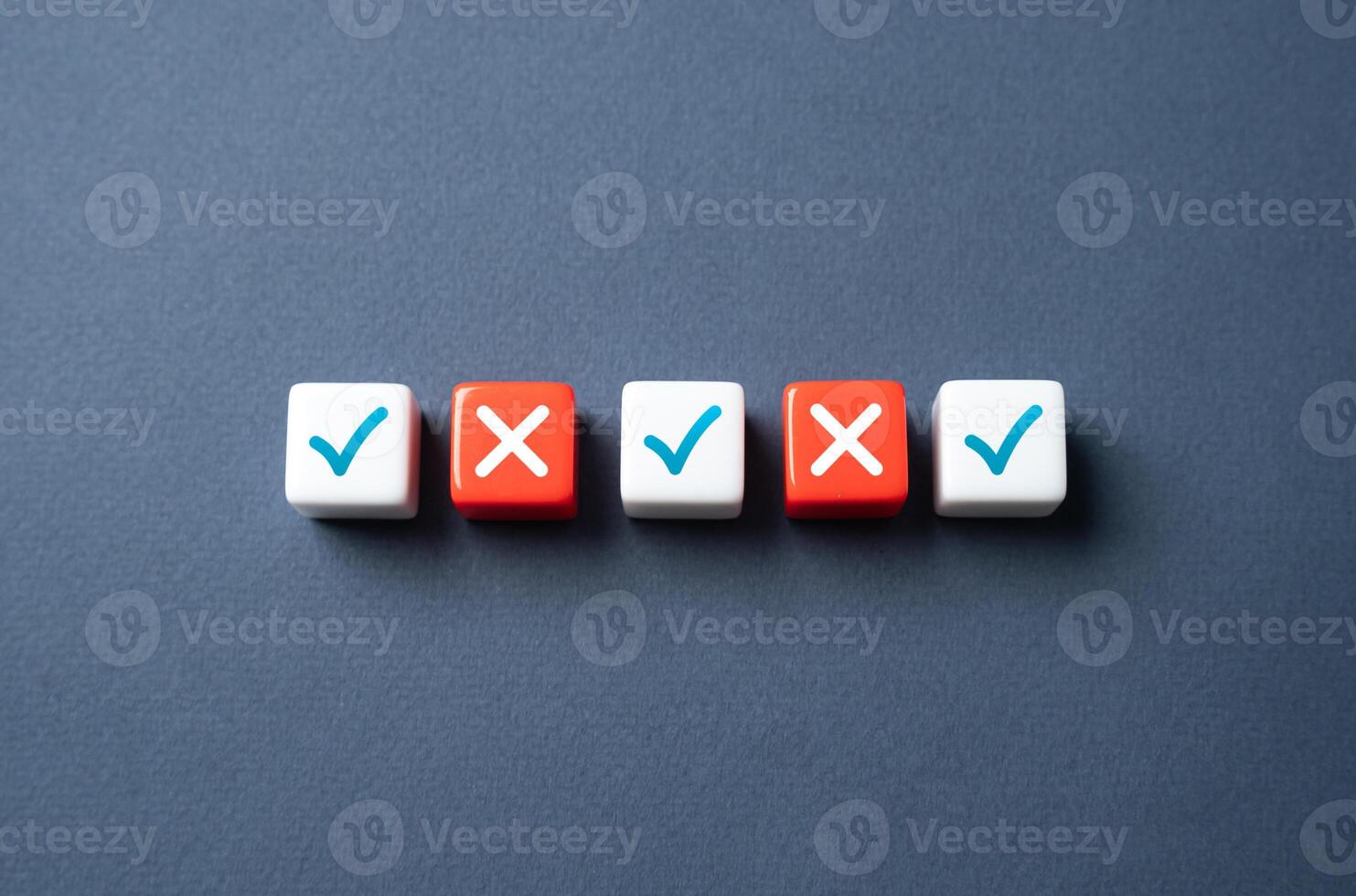 Correct and incorrect answers. Failed the test. Point by point check. Mistake correction. Potential risks. Problem warning. photo
