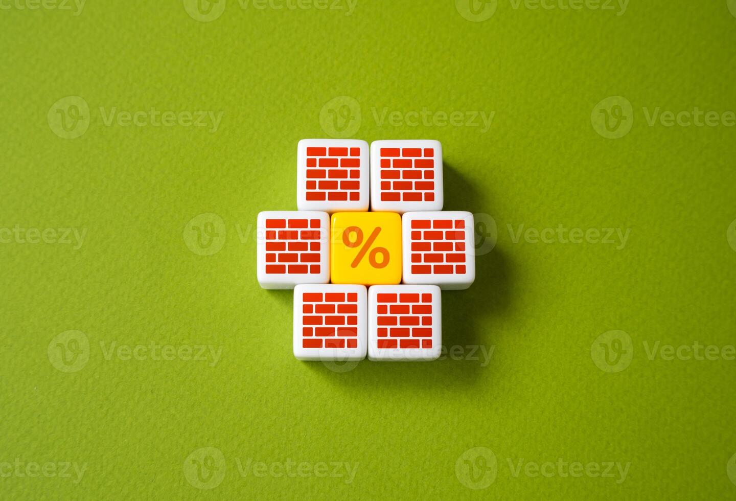 Interest surrounded by barriers. Freeze the growth of interest and debts. Containing inflation. The central bank key rate. Contain price increases. photo