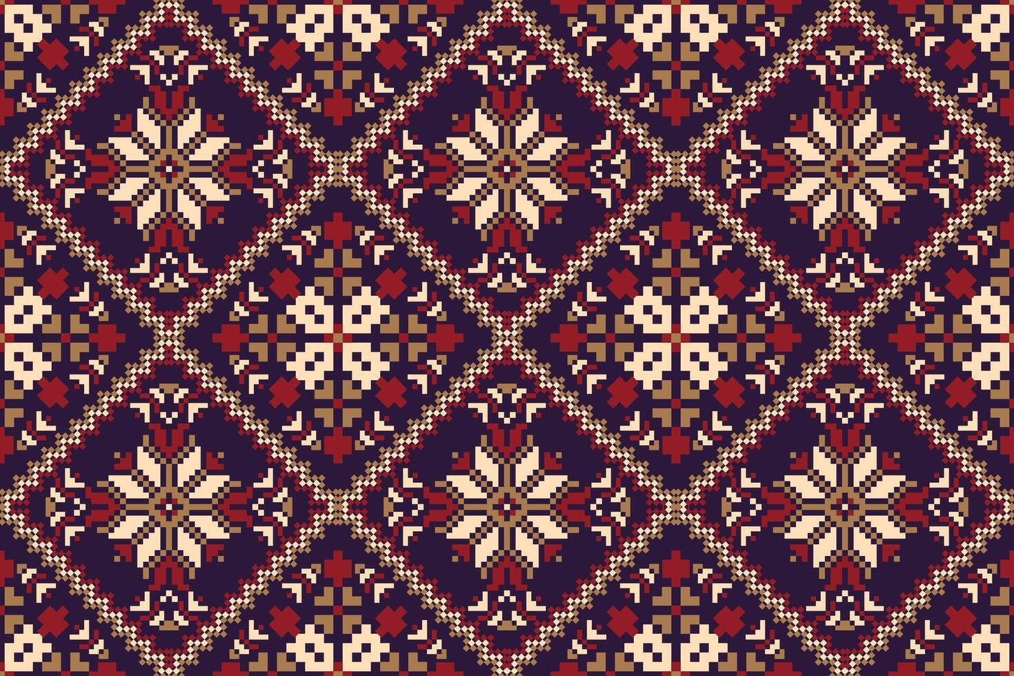 Geometric ethnic design pattern on purple background vector